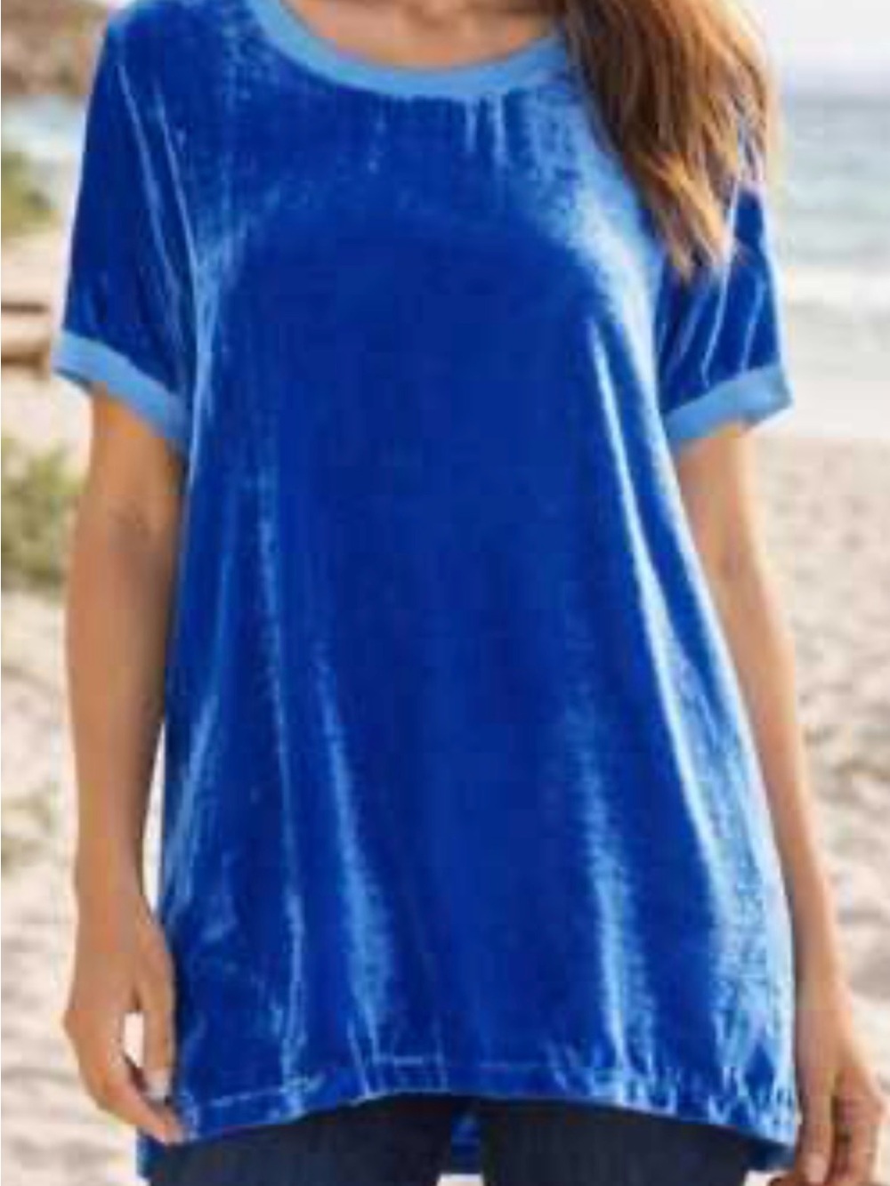 Johnny was Blue Velvet Short Sleeve Women’s Top